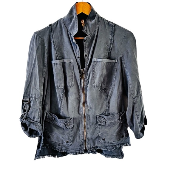 XCVI Womens Boho Utility Jacket Size S‎ Gray Full Zip Gorpcore Outdoors - Picture 1 of 9